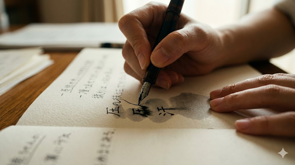 筆圧や手汗が紙に与える影響を表すイメージ画像