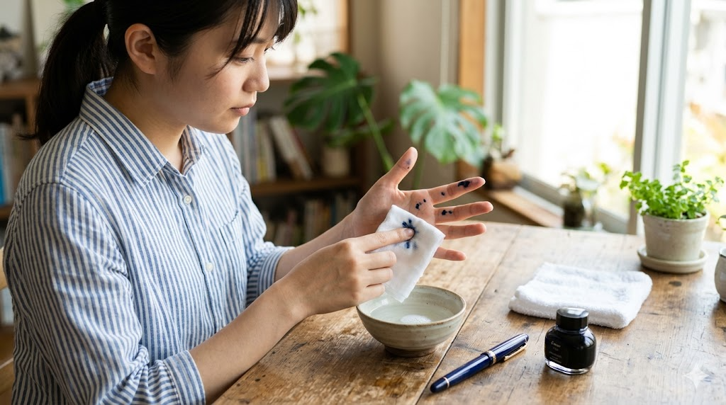 万年筆のインクの落とし方を徹底解説!手や服についた時の対処法のイメージ画像