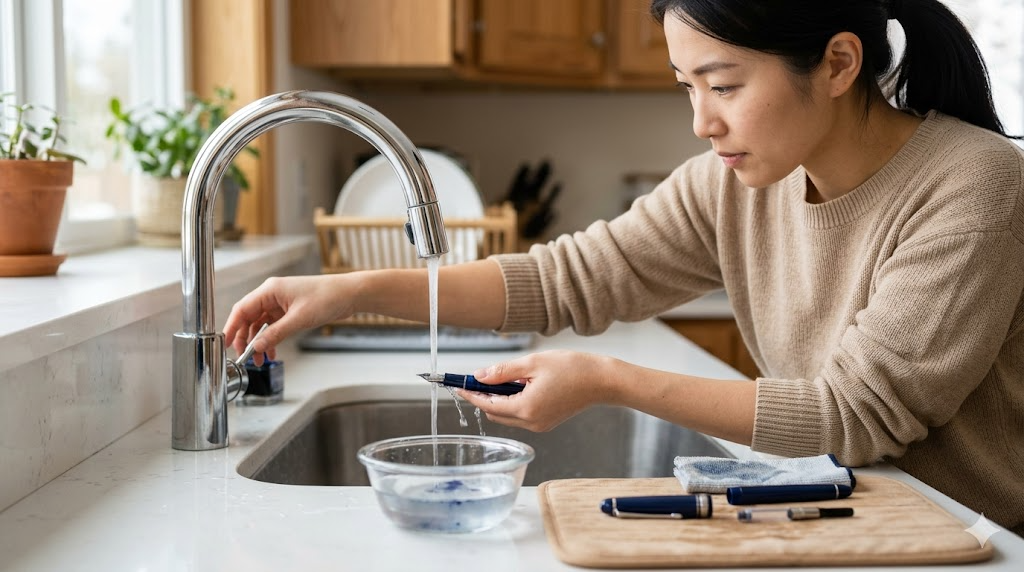 インクが出ない時は自分で水洗いするを表すイメージ画像