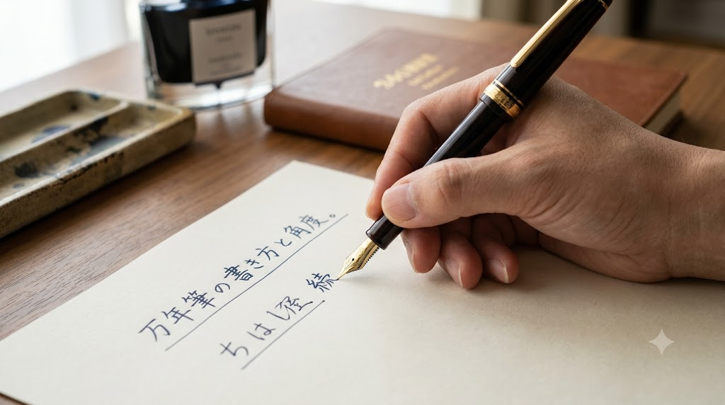 紙に対する最適な角度を表すイメージ画像