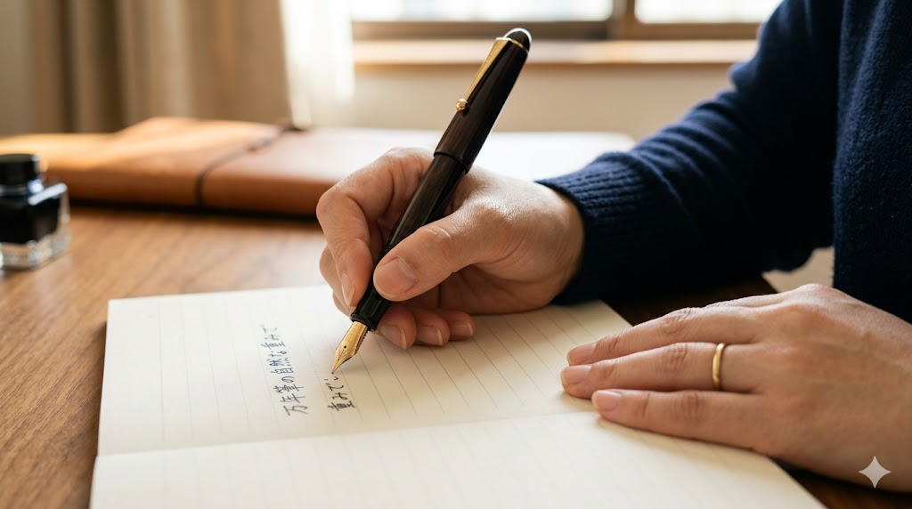 筆圧をかけずに重みで書くを表すイメージ画像