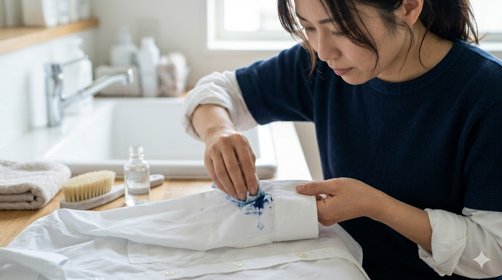 時間が経って乾いた汚れの対処法を表すイメージ画像