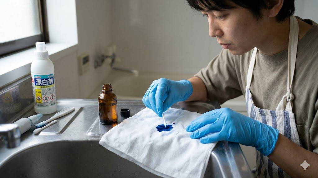 顔料にはアルコールや漂白剤を使用を表すイメージ画像