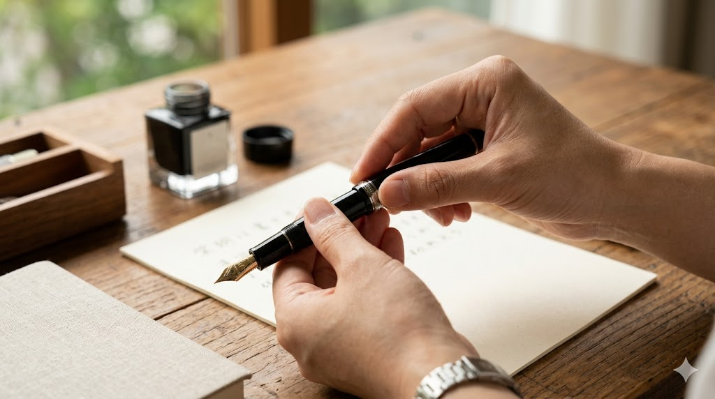 セーラー万年筆のペン先調整可能な軸を表すイメージ画像