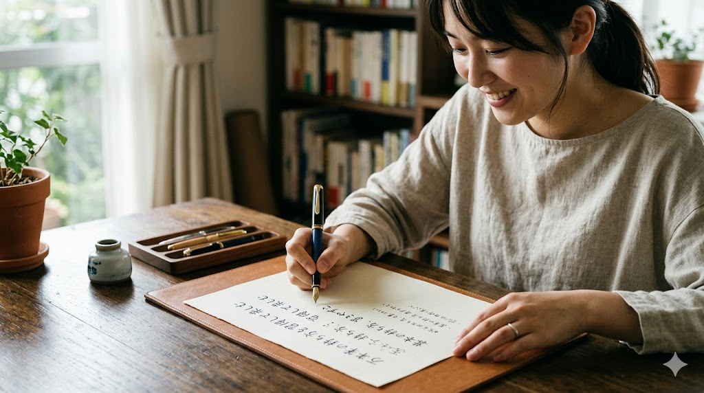 万年筆の持ち方を習得して楽しむを表すイメージ画像
