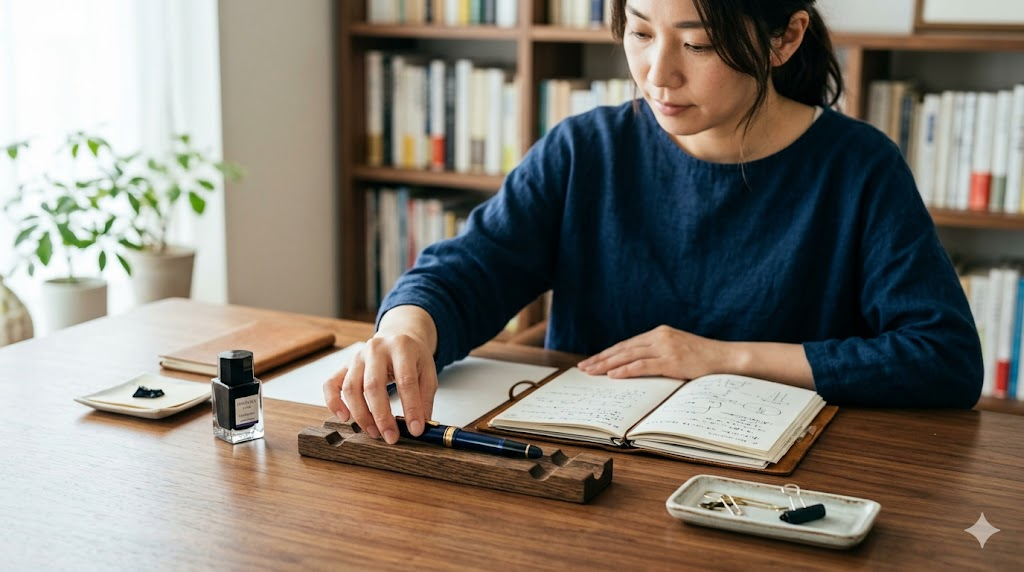 正しい万年筆の置き方を覚えて快適に使おうを表すイメージ画像